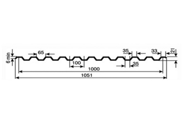 Профнастил оцинкованный 1 сорт С-21 0,6 х 1000 мм